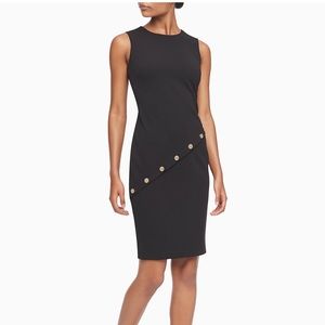 CALVIN KLEIN BUTTON-FRONT SLEEVELESS SHEATH DRESS